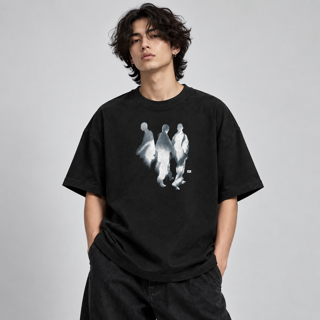 Lost Alt T-shirt — Black — model, skala nadruku zgodna z flatem v1