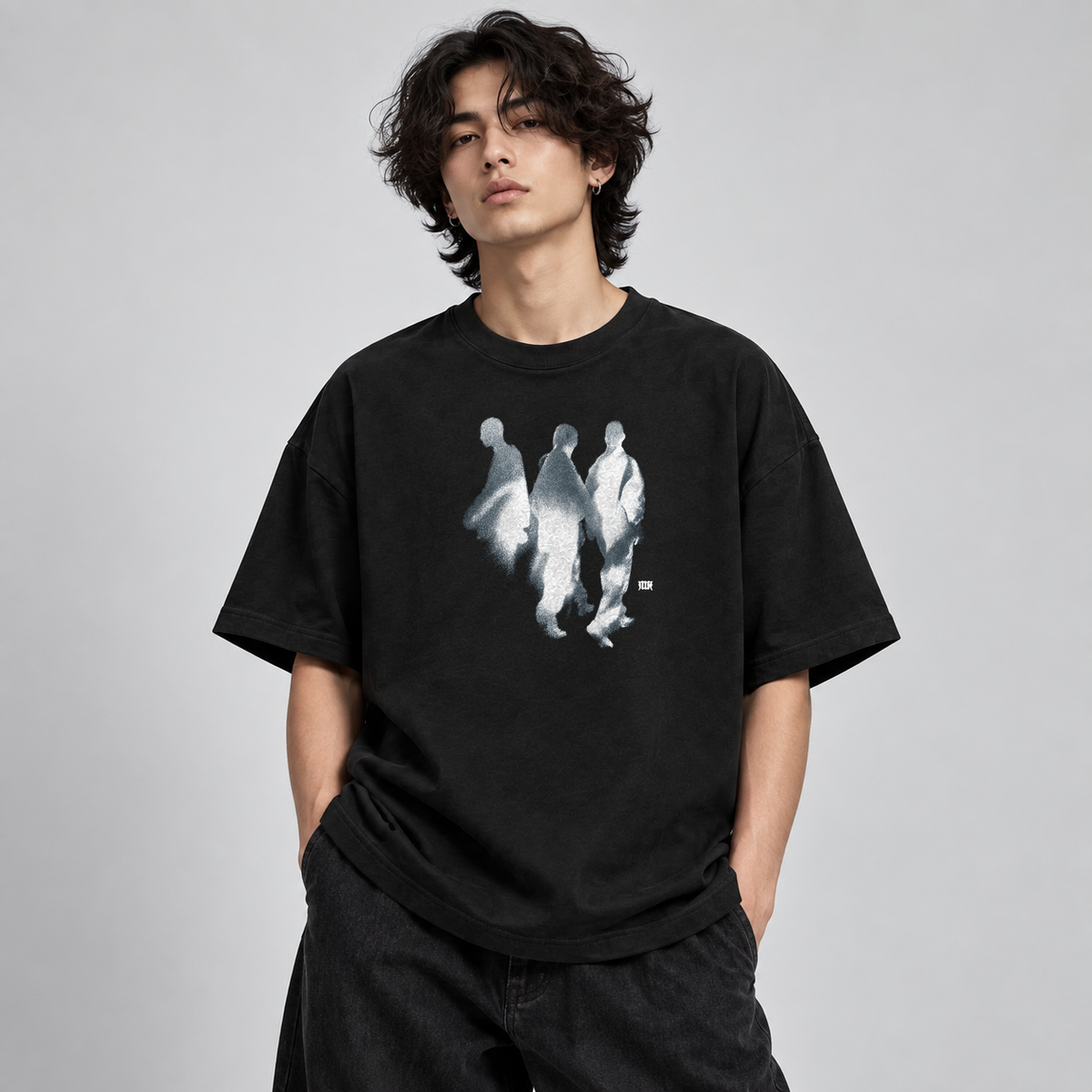 Lost Alt T-shirt — Black — model, skala nadruku zgodna z flatem v1