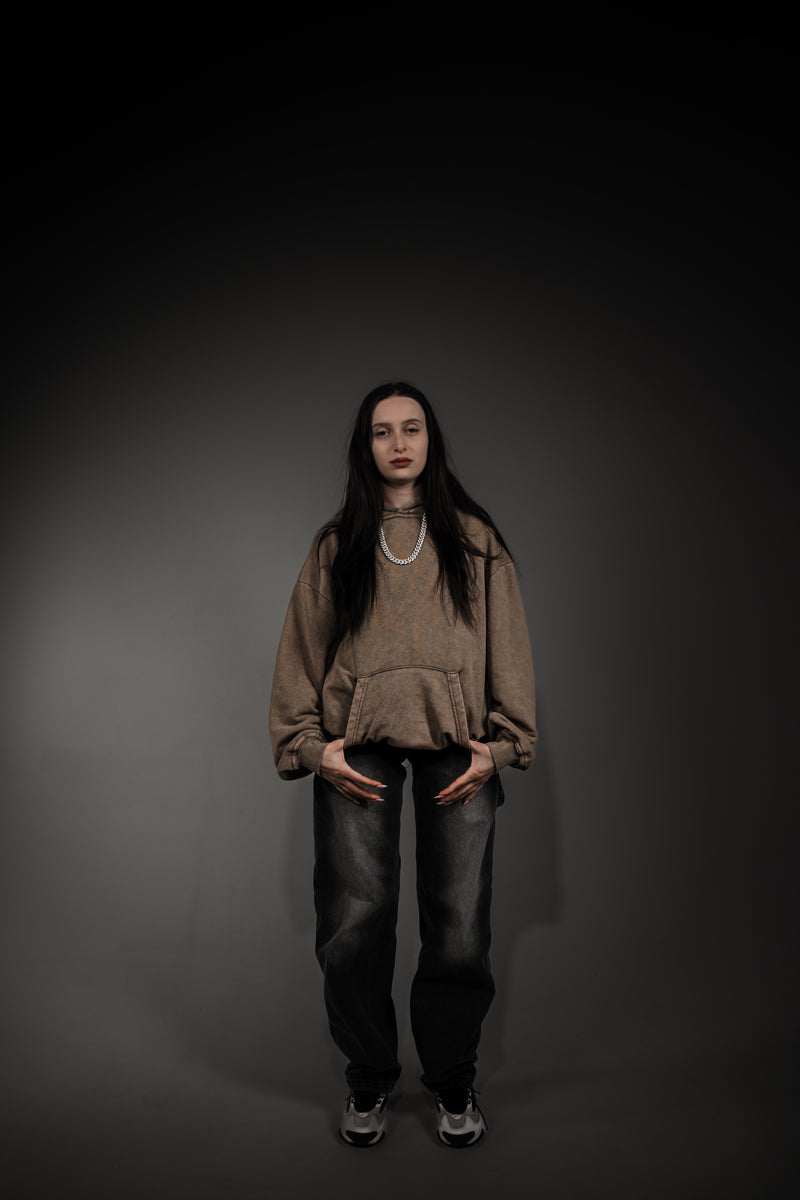 Washed Series Brown Hoodie