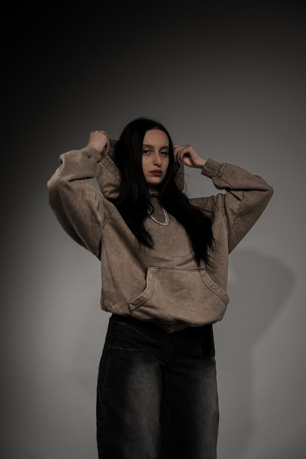 Washed Series Brown Hoodie