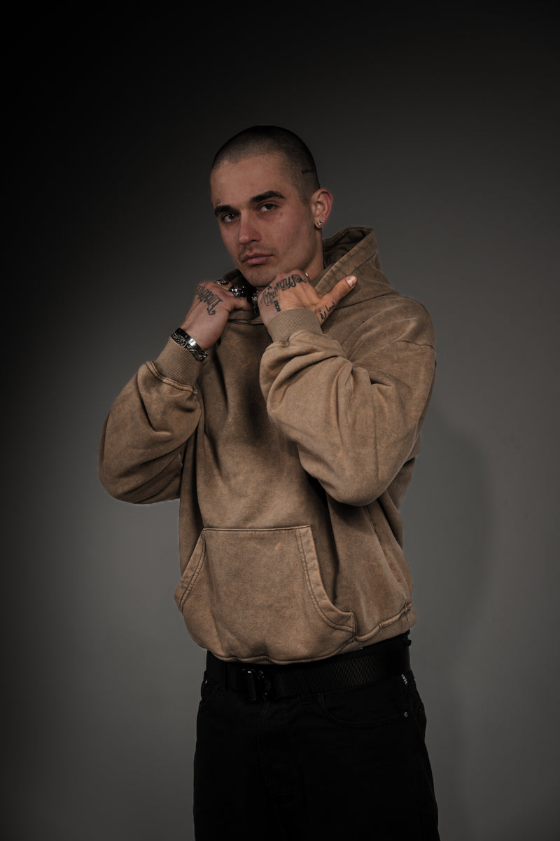 Washed Series Brown Hoodie