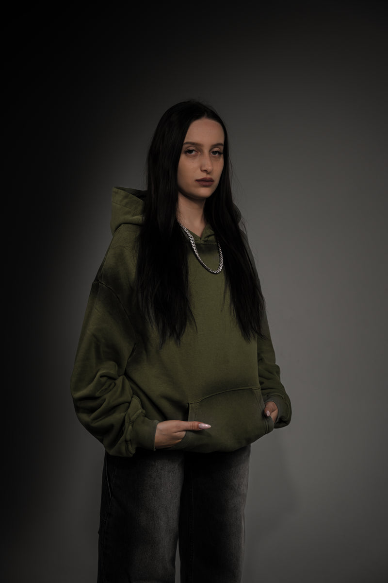 Washed Series Olive Green Hoodie