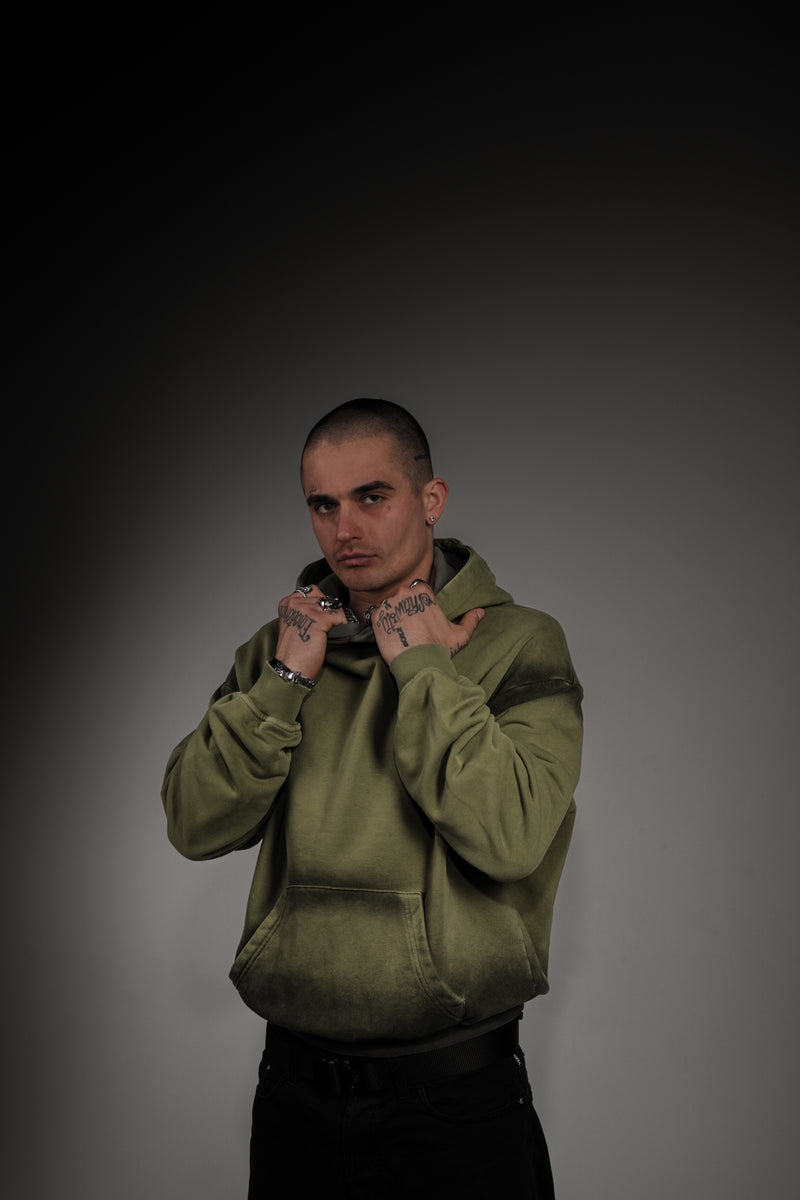 Washed Series Olive Green Hoodie