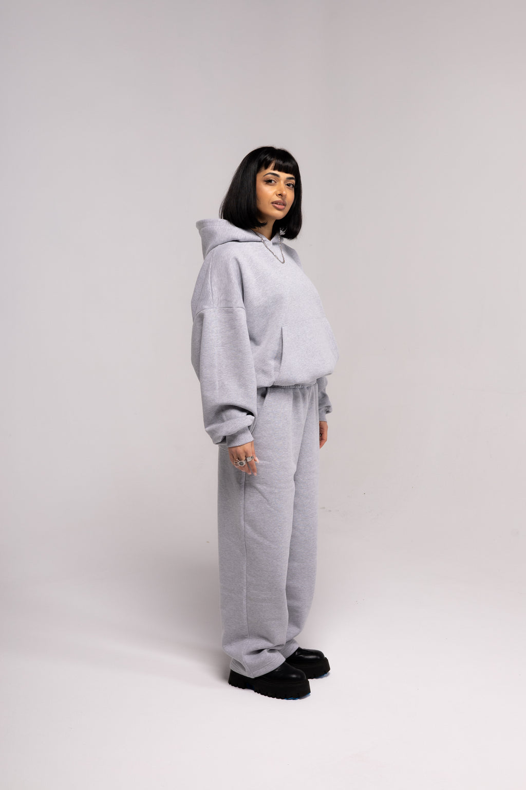 Gray Basic Baggy Hoodie