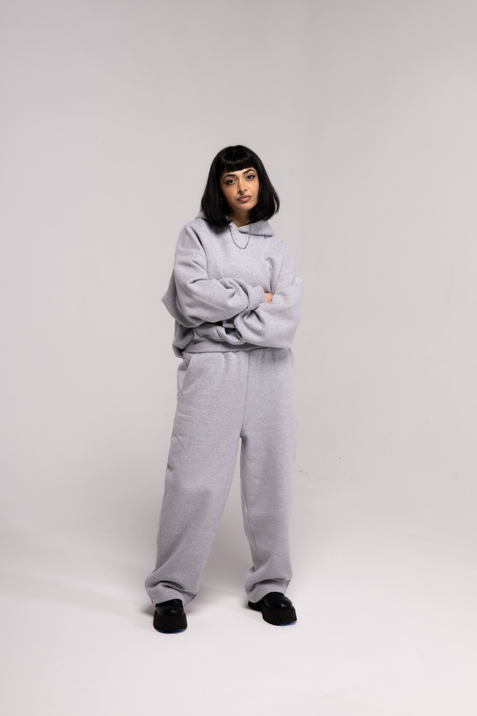 Gray Basic Baggy Hoodie