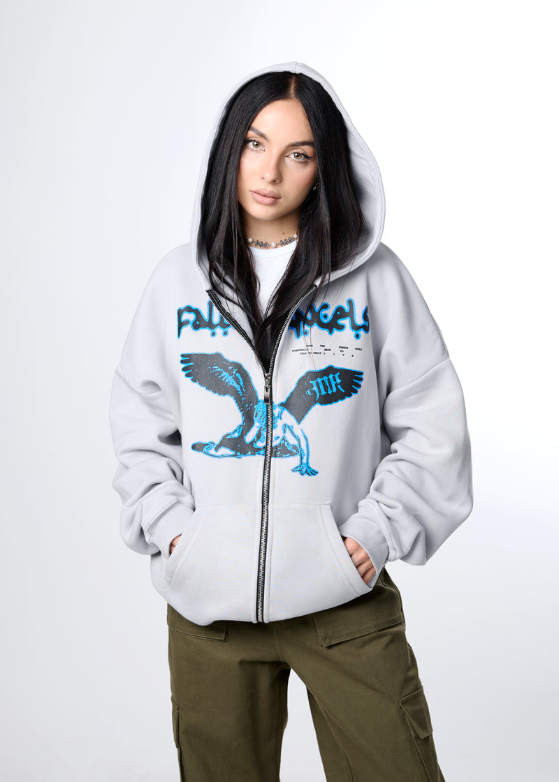 [IN STOCK] Steel Gray Fallen Angels Zip Hoodie