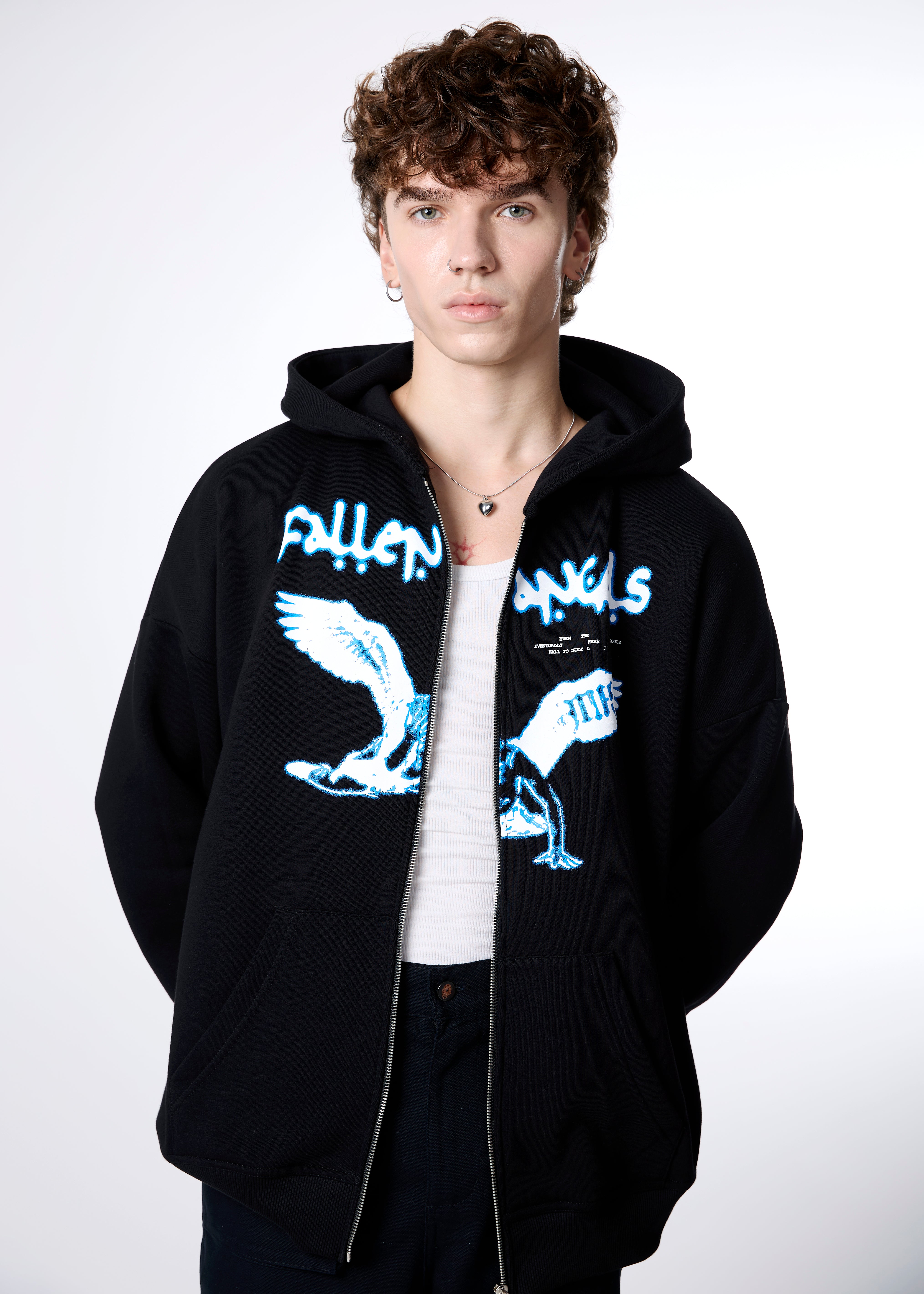 IN STOCK] Black Fallen Angels Zip Hoodie – Mind Arcade