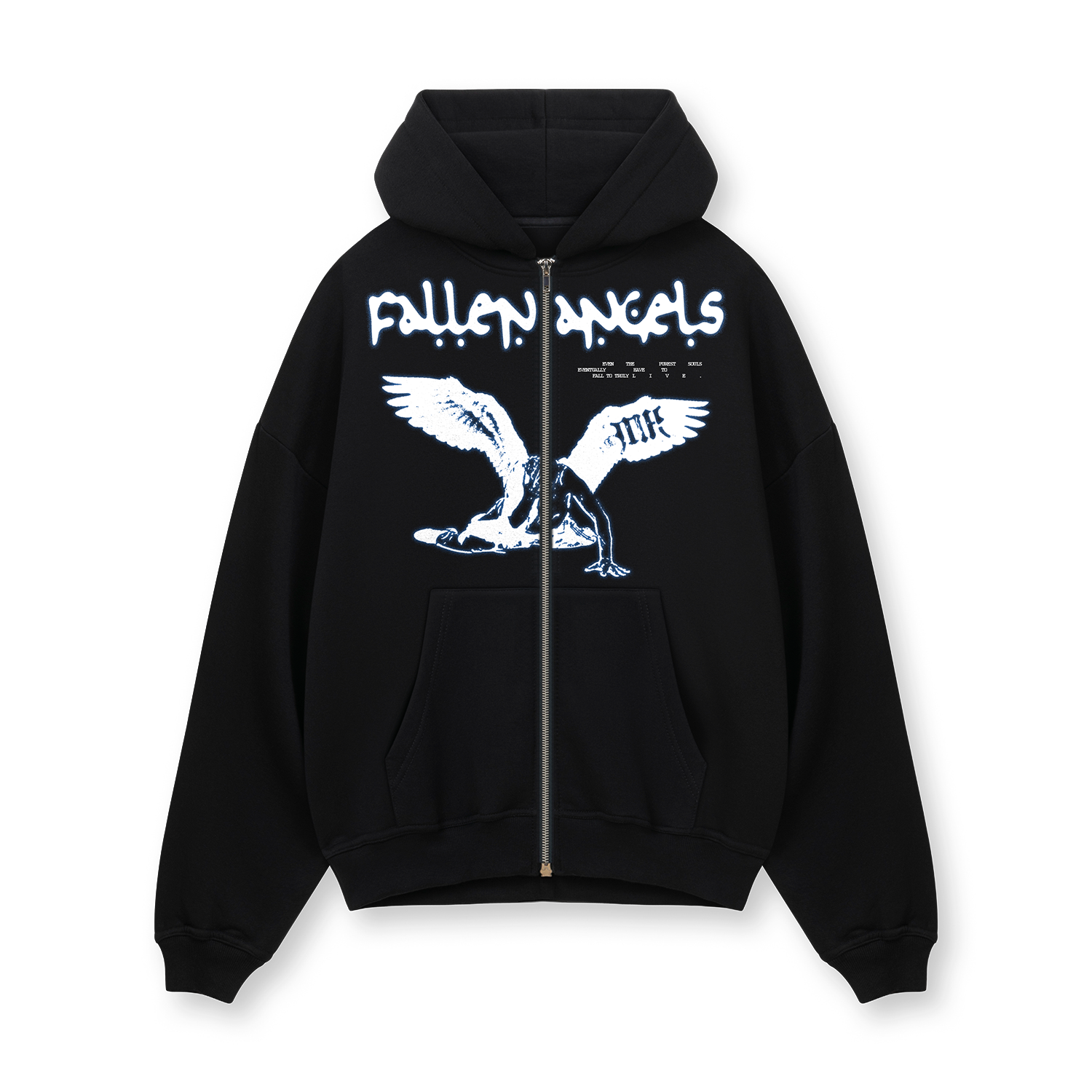 IN STOCK] Black Fallen Angels Zip Hoodie – Mind Arcade