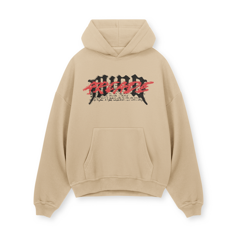 [IN STOCK] Beige Grunge Typo Hoodie