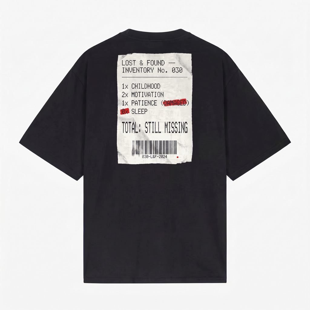 Lost & Found Inventory T-shirt — Black — tył — osobne zdjęcie