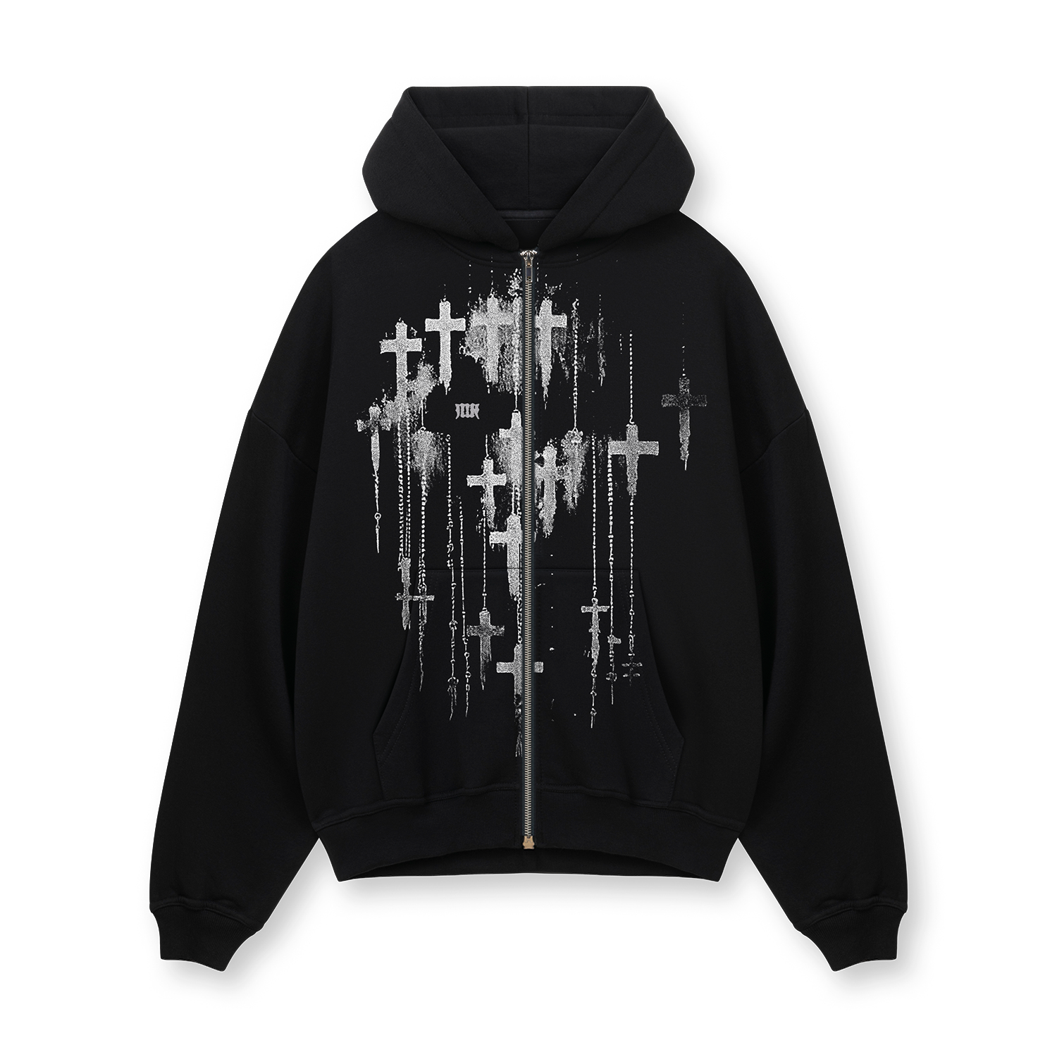 [IN STOCK] Black Crosses Glow Zip Hoodie