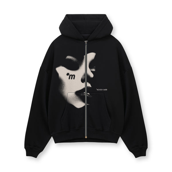 [IN STOCK] Black Charming Face Zip Hoodie